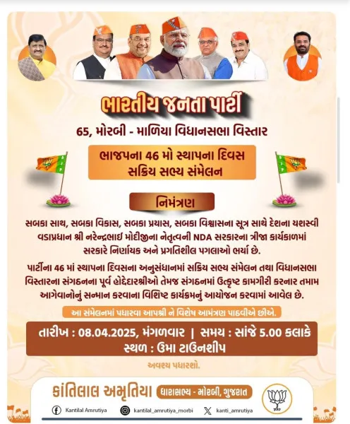 મોરબીમાં 8 એપ્રિલે ભાજપ દ્વારા સક્રિય સભ્ય સંમેલન 