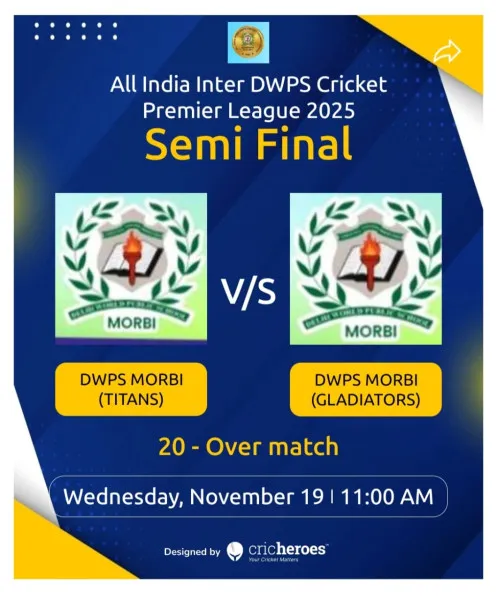 ઓલ ઈન્ડિયા ઈન્ટર DWPS ક્રિકેટ પ્રીમિયર લીગની સેમીફાઈનલમાં મોરબીની બે ટીમો પહોંચી
