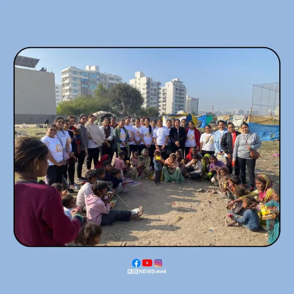 નવા વર્ષની અનોખી પહેલ ફિટનેસ વુમન યોગા ગ્રુપે ઝુંપડપટ્ટીના બાળકો સાથે ખુશીઓ વહેંચી.

