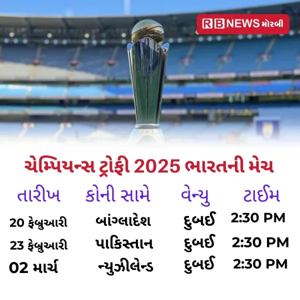 ચેમ્પિયન્સ ટ્રોફી 2025 ભારતની મેચ.... 
