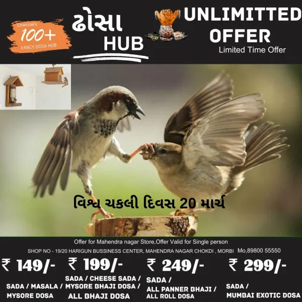 મોરબીમાં વિશ્વ ચકલી દિવસ નિમિતે ચકલીના માળાનું વિતરણ કરાશે
