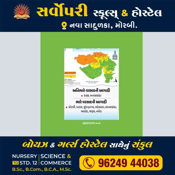 કચ્છ - મોરબી સહીત 10 જિલ્લામાં ભારે વરસાદની આગાહી.
