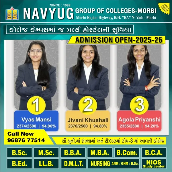 મોરબીની નવયુગ બી.એડ્. કોલેજનું ઝળહળતું પરિણામ