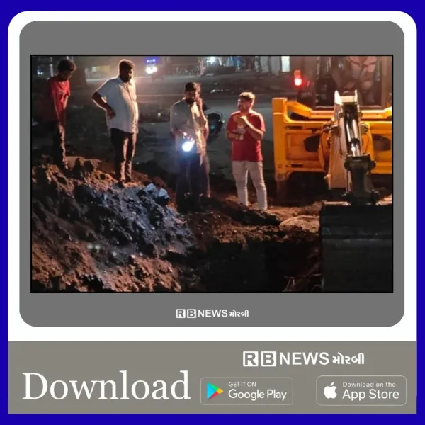 મોરબી તાલુકા સેવા સદન ગેટ ઉપર ઉભરાતી ગટરની રાતોરાત સફાઈ