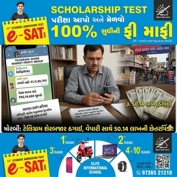 મોરબીના વેપારી સાથે ટેલિગ્રામ પર શેરબજારના નફાની લાલચમાં 50.14 લાખની ઠગાઈ.
