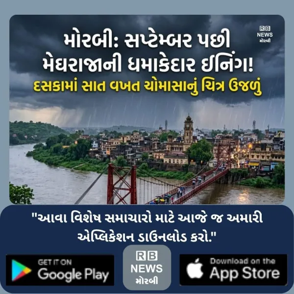 મોરબીમાં દશકામાં સાત વખત સપ્ટેમ્બર પછી મેઘરાજાની ધમાકેદાર ઇનિંગથી ચોમાસાનું ચિત્ર ઉજળું
