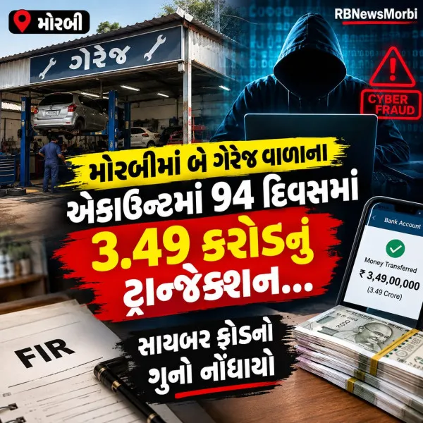 મોરબીમાં બે ગેરેજ કર્મચારીઓના બેન્ક એકાઉન્ટમાં 94 દિવસમાં રૂ.3.49 કરોડનું ટ્રાન્ઝેક્શન

